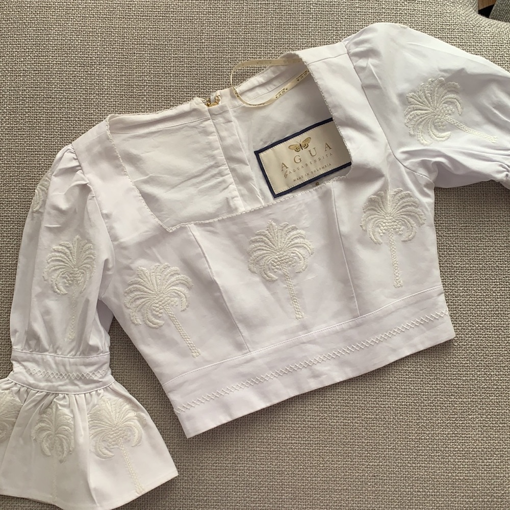 agua bendita violeta cropped white blouse - Picture 3 of 7